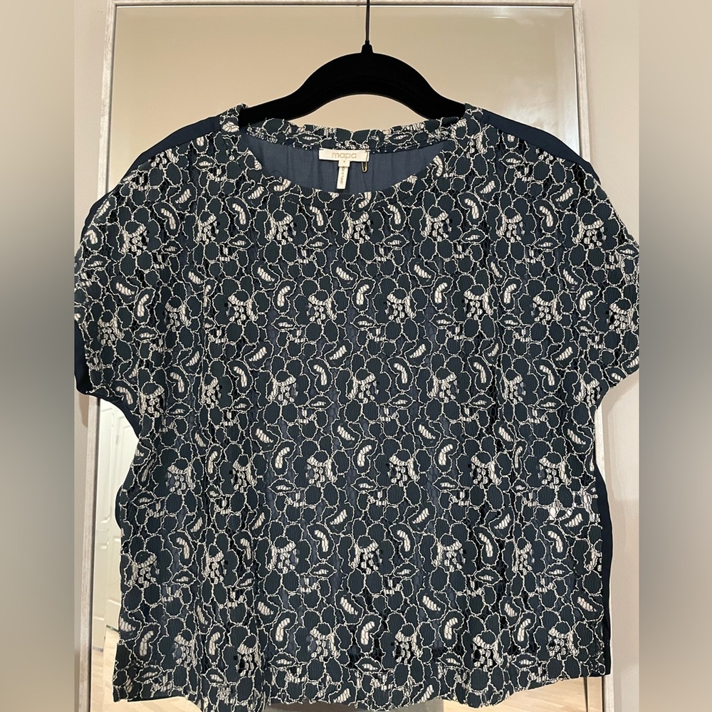 Elegant Navy Lace Women's Top